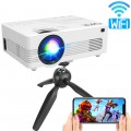 [WiFi Projector] QKK Upgraded 6000Lumens Projector, Full HD 1080P Supported Mini Projector [Tripod Included], Max 200” Display, Smartphone/HDMI/AV/USB/TF/Sound Bar/TV Stick Supported